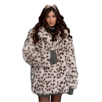 Faux Fur Leopard Print Coat - Festigal