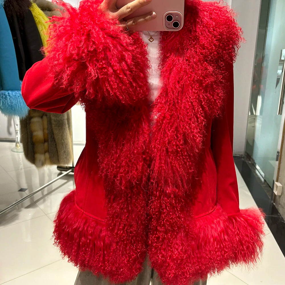 Suede Mongolian Fur Jacket