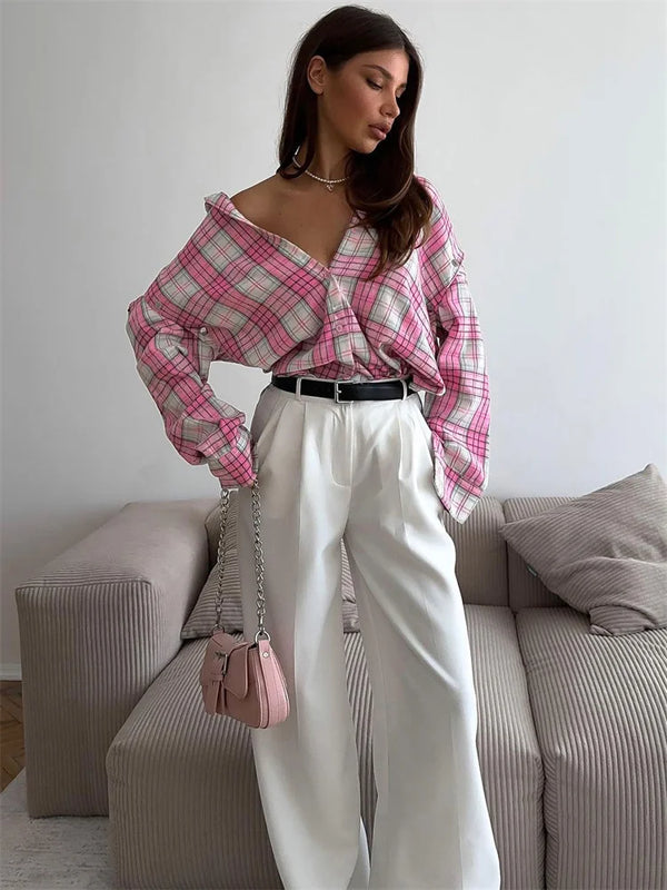Pink & White Plaid Shirt - Festigal