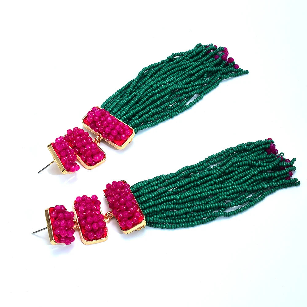 Boho Beaded Tassel Earrings - Festigal