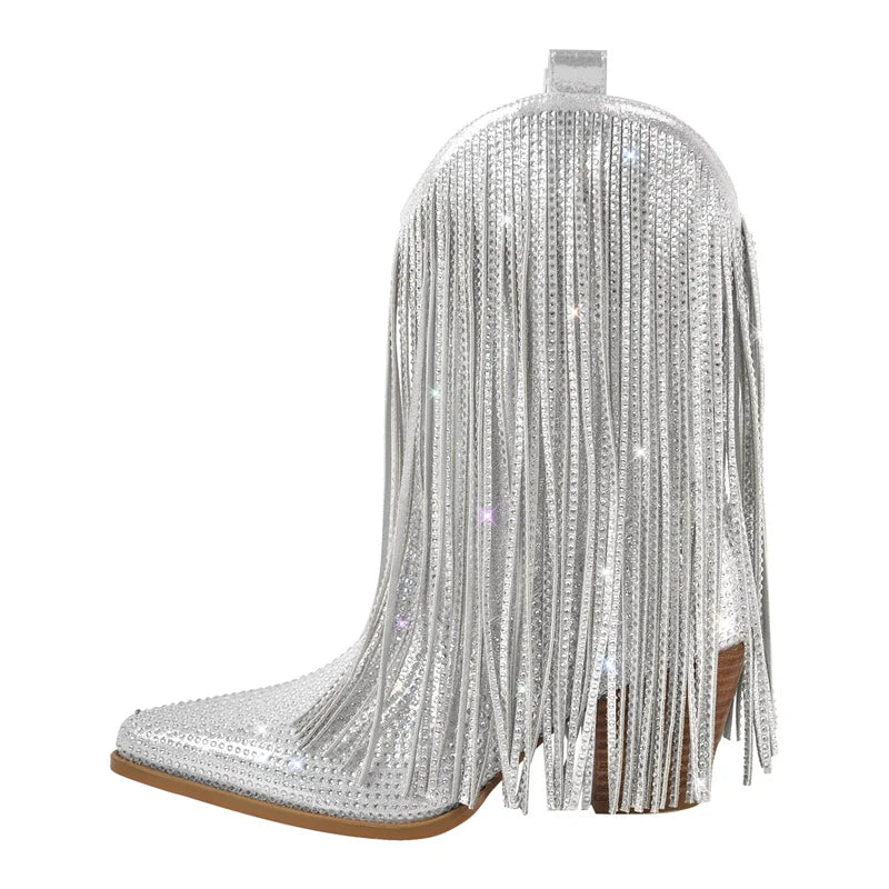 Tassel Rhinestone Cowgirl Boots
