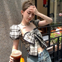 Plaid Bow Crop Top - Festigal