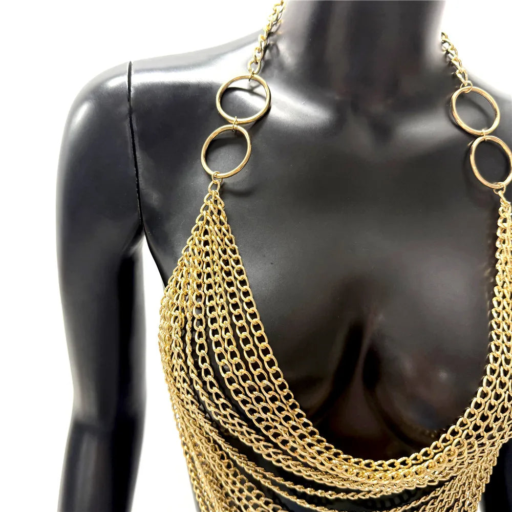 Draped Chain Halter Neck Top