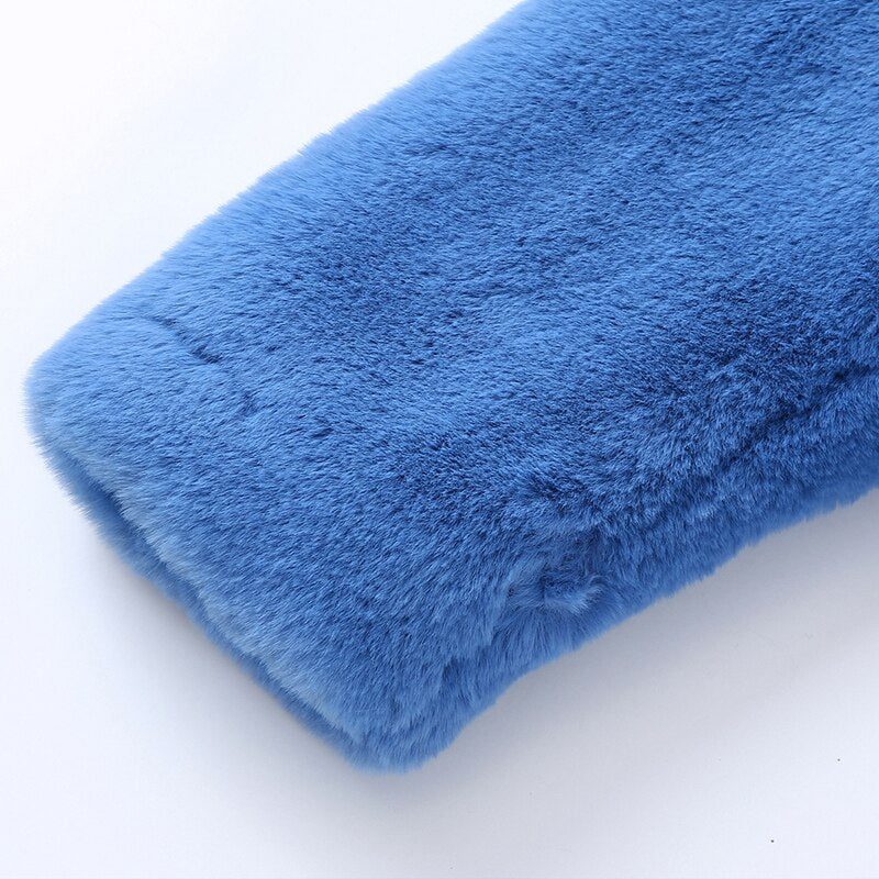 Blue For You Faux Fur Short Waist Jacket - Festigal