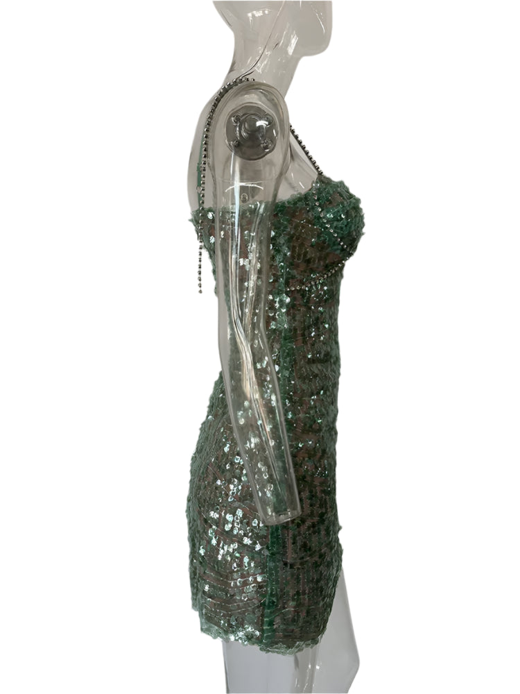 Embellished Green Bustier Dress - Festigal