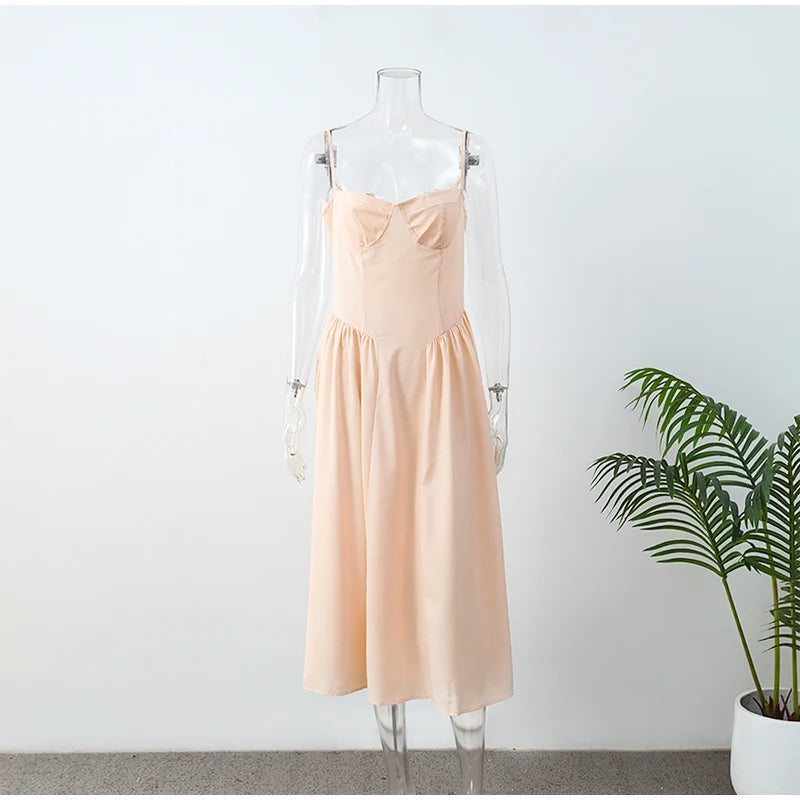 Bustier Pleated Midi Dress - Festigal