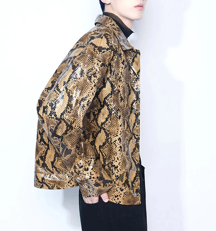 Faux Leather Men’s Snakeskin Jacket - Festigal
