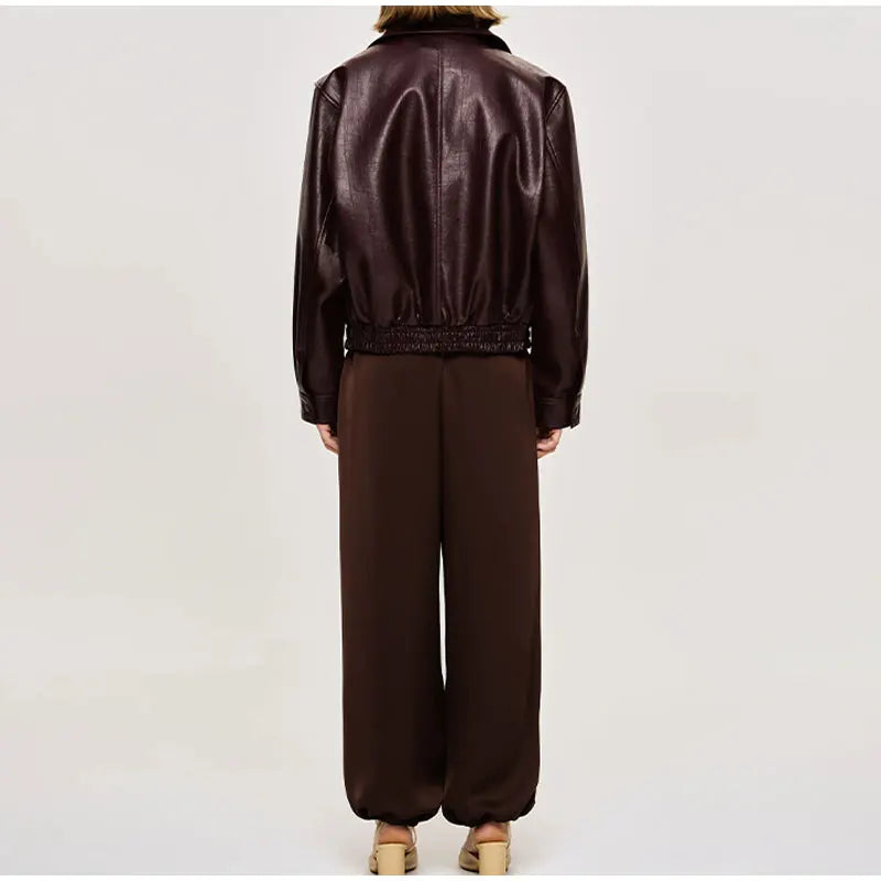 Faux Leather Cropped Jacket - Festigal