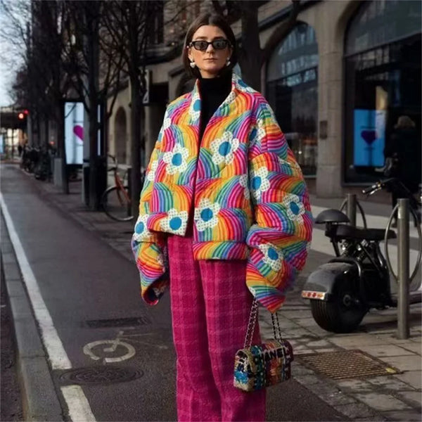 Rainbow & Flower Padded Jacket - Festigal