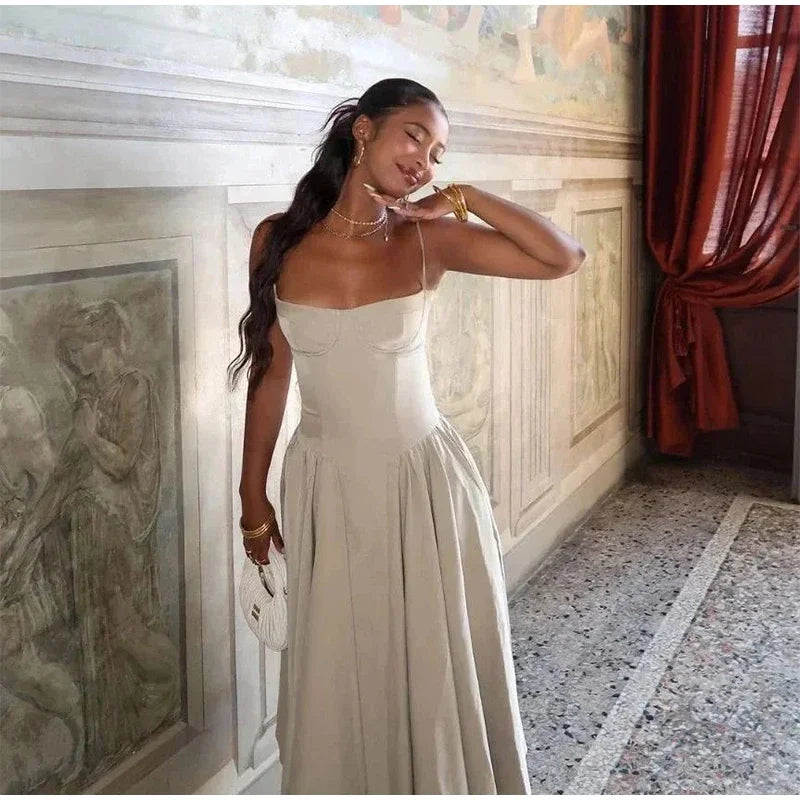 Bustier Pleated Midi Dress - Festigal