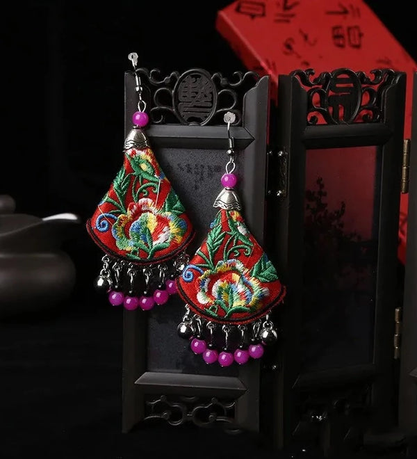 Bohemian Floral Beaded Tassel Earrings - Festigal
