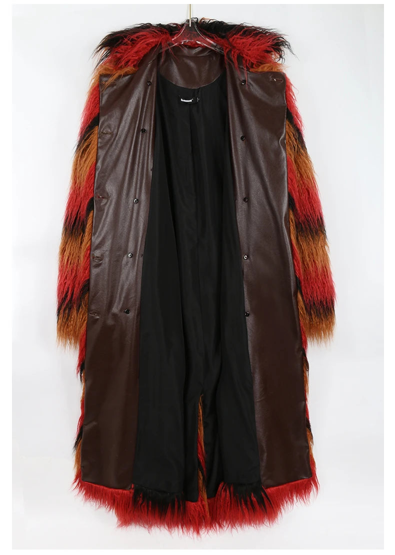 Oversized Faux Fur Trench Coat - Festigal