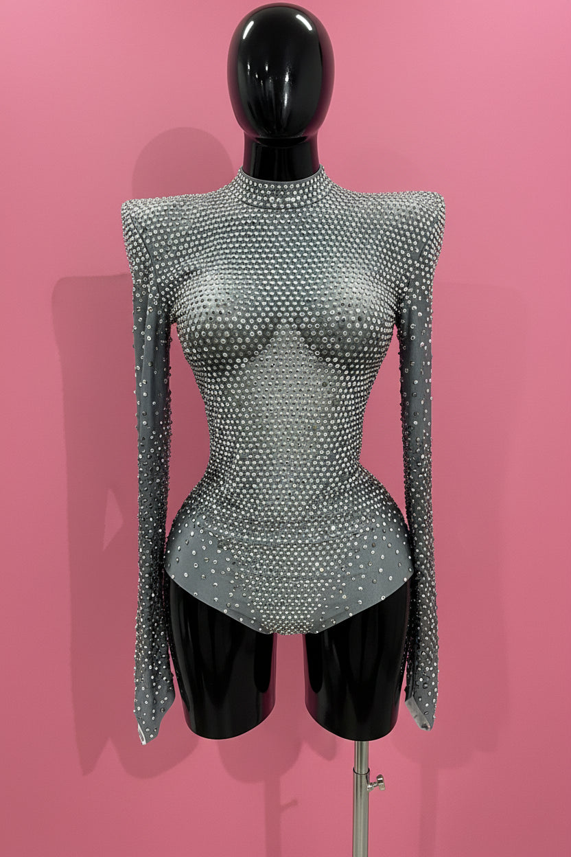 Rhinestone Long Sleeved Bodysuit