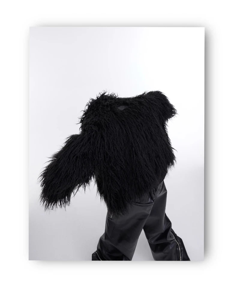 Men's Shaggy Faux Fur Jacket - Festigal