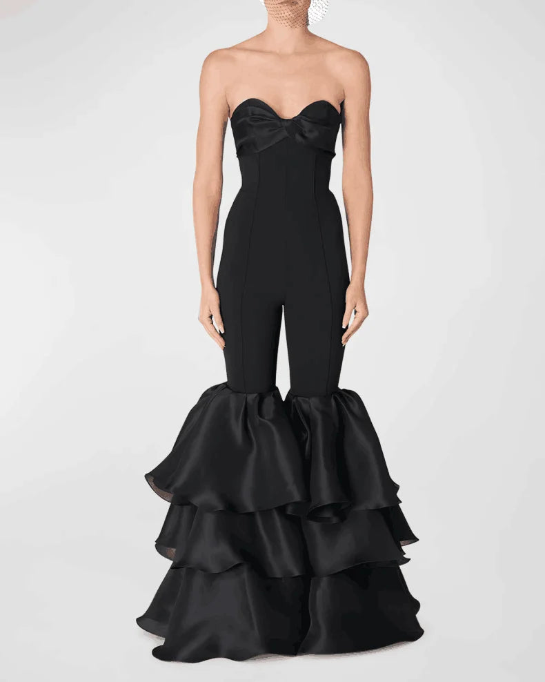 Strapless Ruffle Leg Jumpsuit