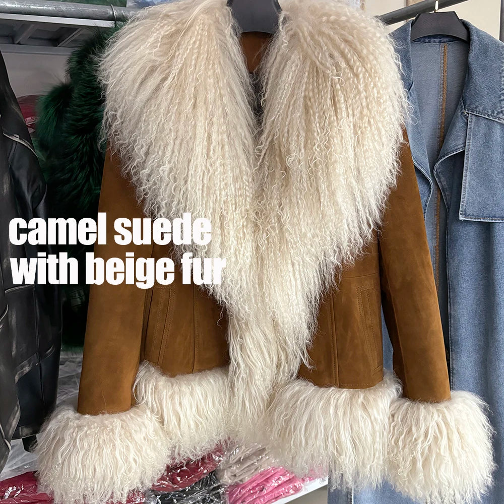 Suede Mongolian Fur Jacket