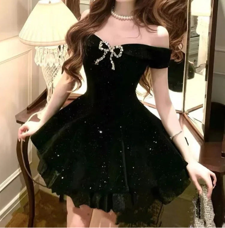 Velvet Glitter Skater Dress - Festigal