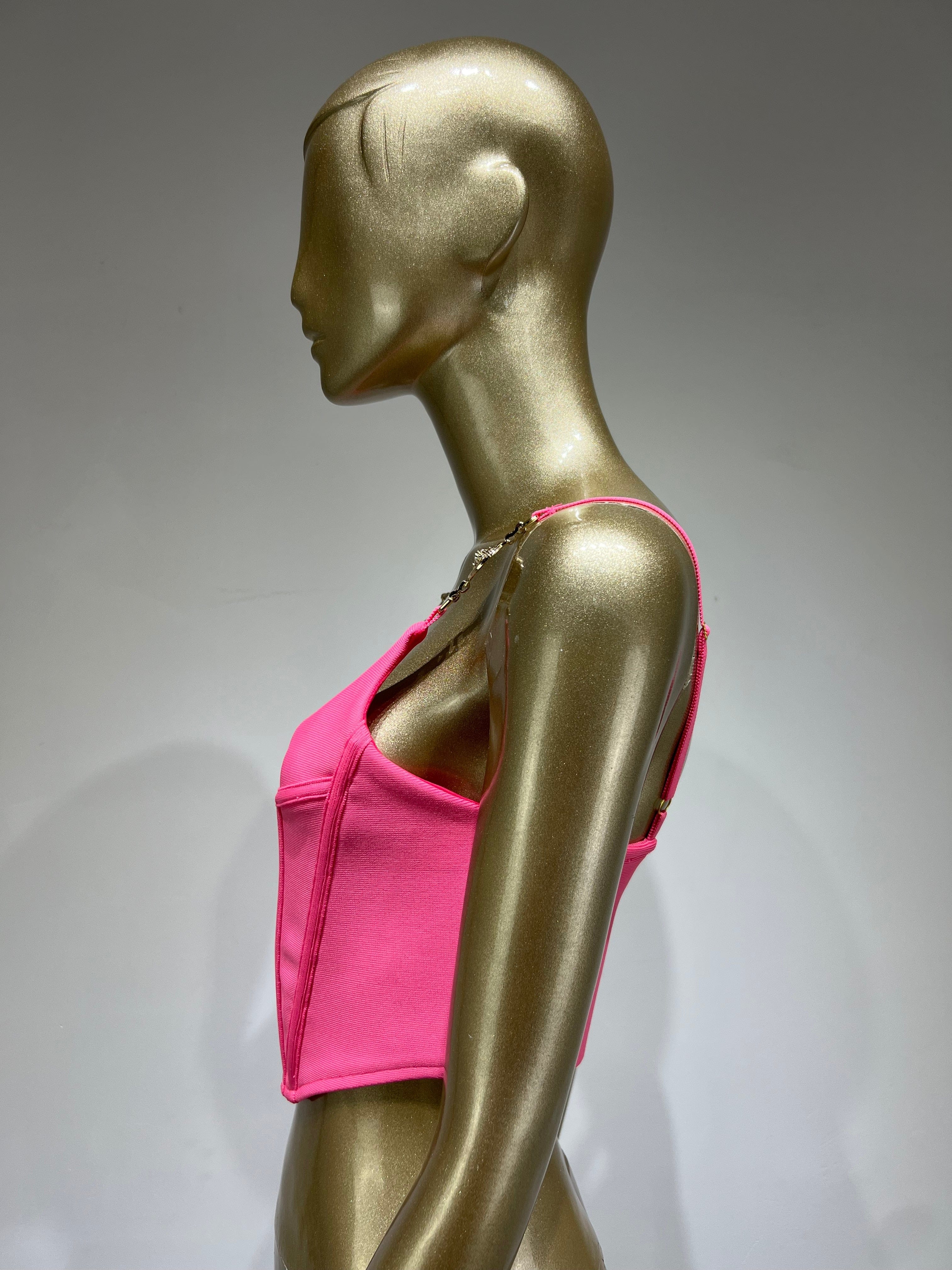 Gwen Pink Crop Corset - Festigal