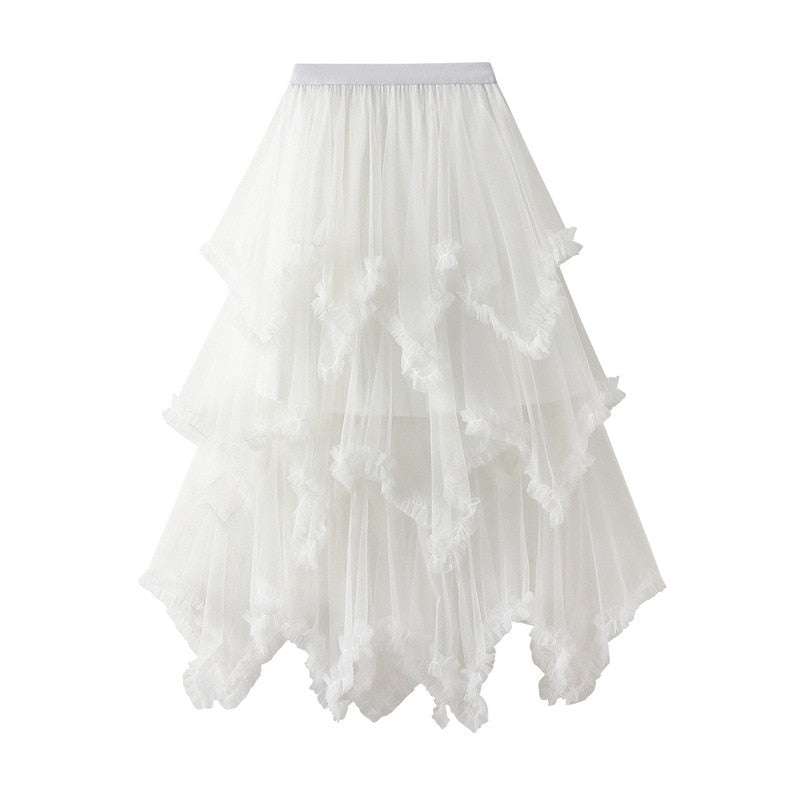 Gauze Asymmetrical Midi Skirt - Festigal