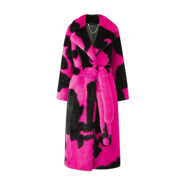 Faux Mink Fur Contrast Coat - Festigal
