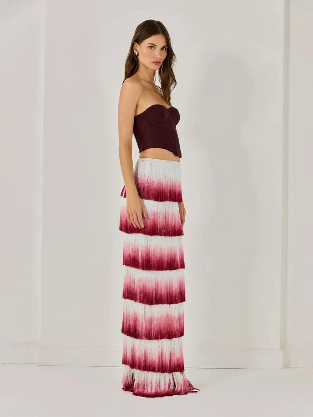 Gradient Top & Tassel Skirt Set