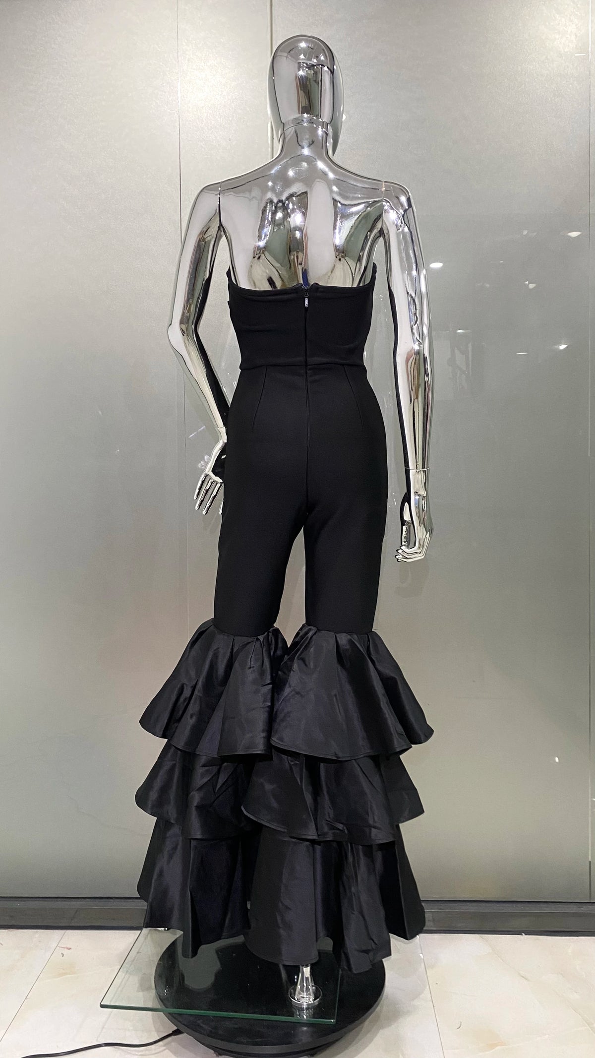 Strapless Ruffle Leg Jumpsuit