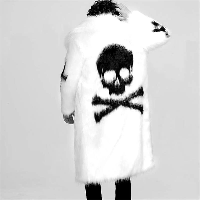 Men's Faux Fur Skull & Crossbones Jacket