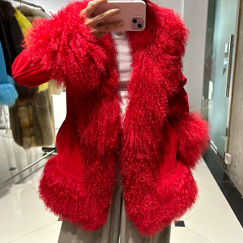 Suede Mongolian Fur Jacket