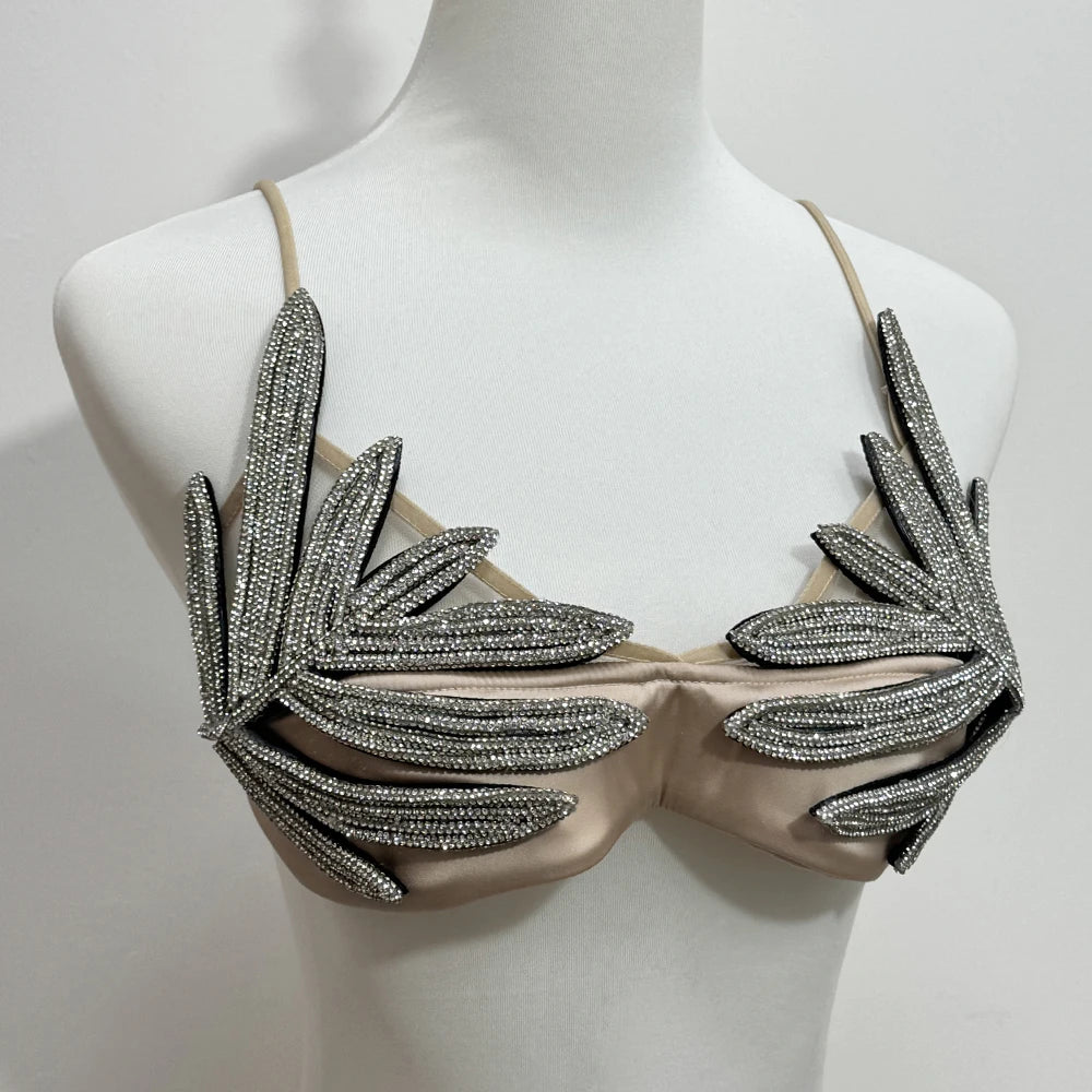 Leaf Rhinestone Bra - Festigal