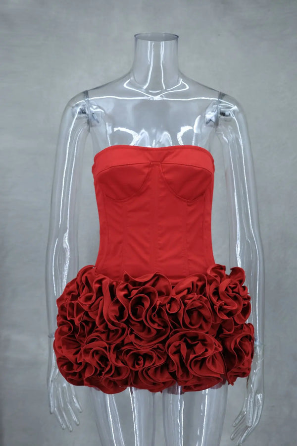 Red Corset & Mini Ruffle Skirt Two Piece Set - Festigal