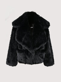 Faux Fur Oversized Collar Coat - Festigal