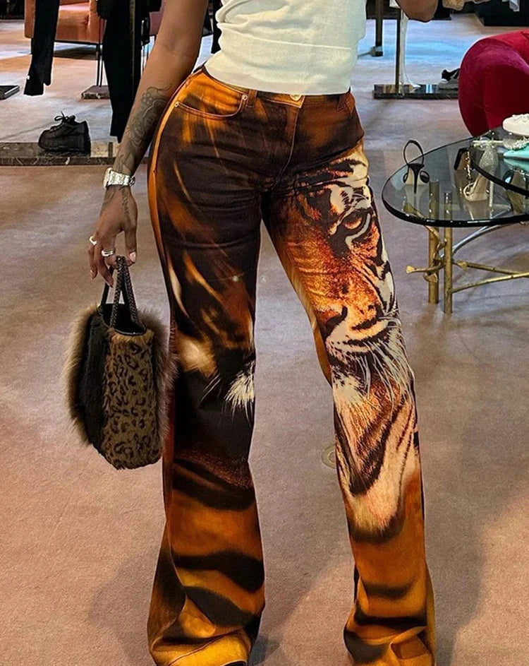 Tiger Face Flared Pants - Festigal