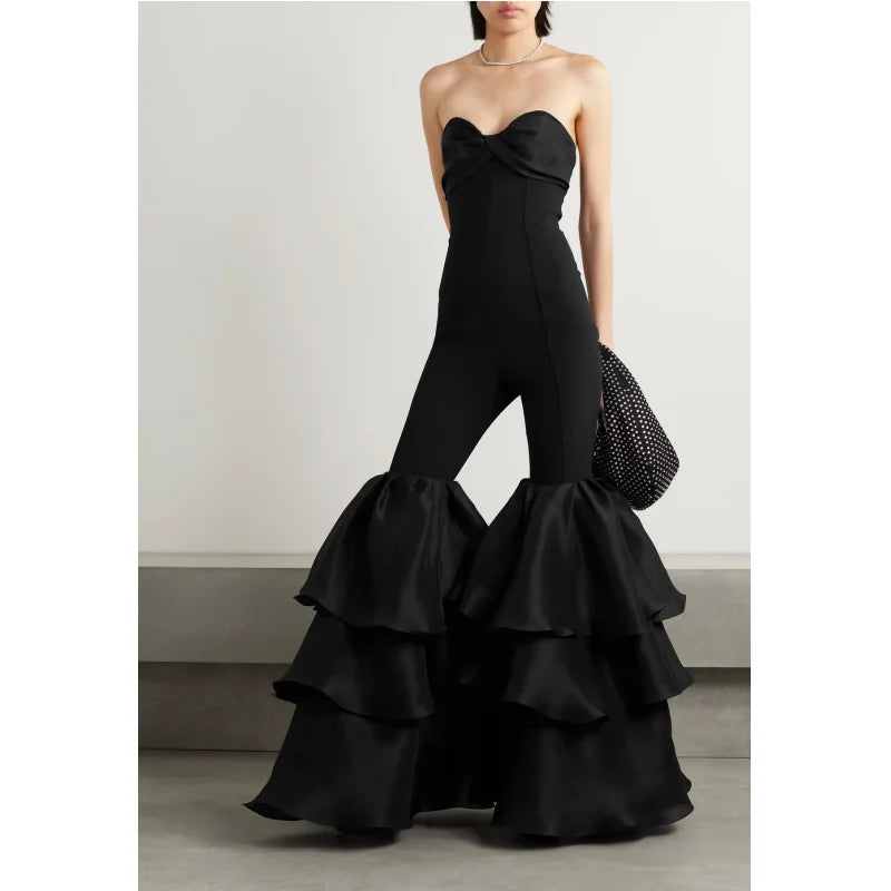 Strapless Ruffle Leg Jumpsuit