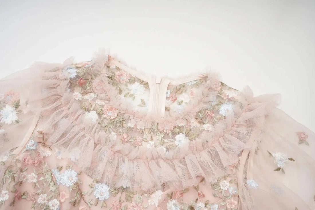 Floral Ruffled Embroidered Maxi Dress