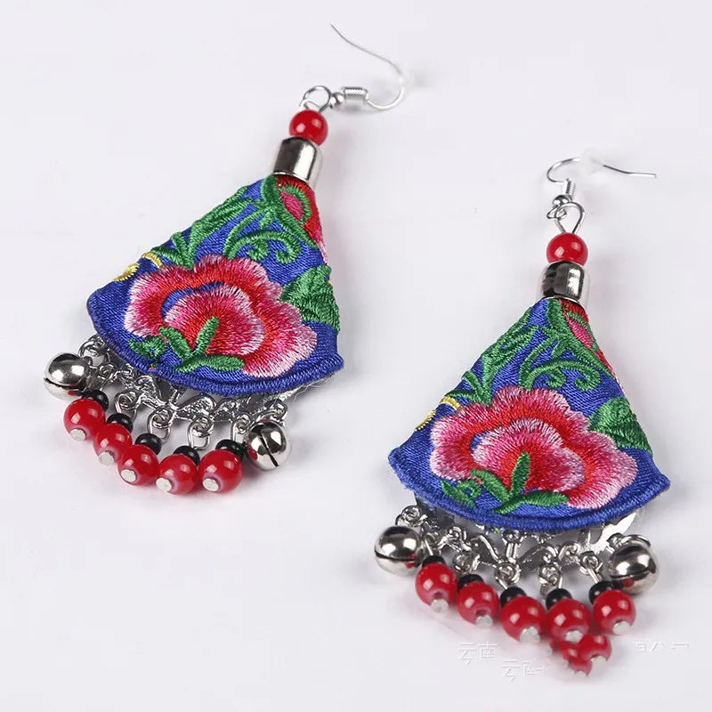 Bohemian Floral Beaded Tassel Earrings - Festigal