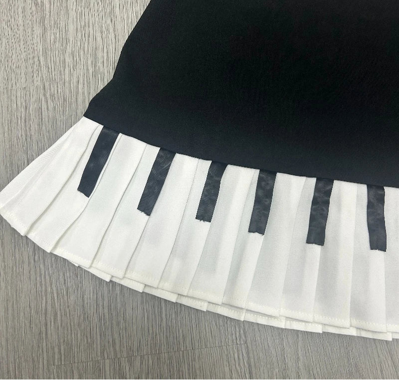 Piano Pleated Mini Skirt for Music Lovers - Festigal Fashion