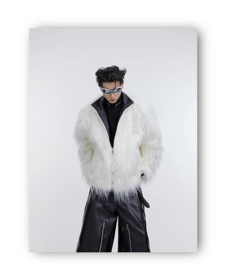 Men's Shaggy Faux Fur Jacket - Festigal