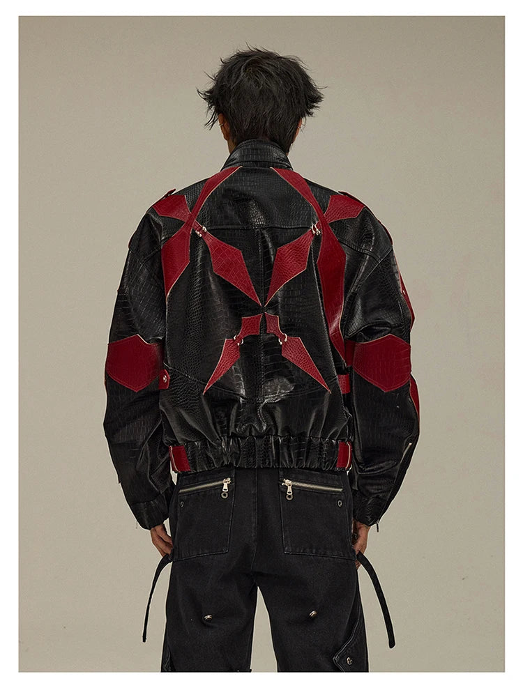 Mens Crocodile Faux Leather Jacket