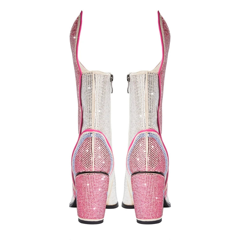 Pink Sequin Lightening Bolt Boots