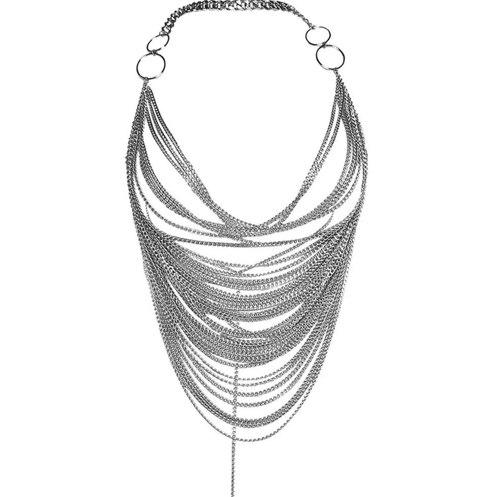 Draped Chain Halter Neck Top