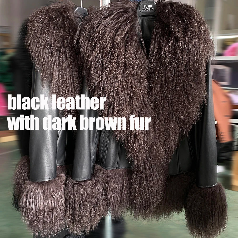 Suede Mongolian Fur Jacket