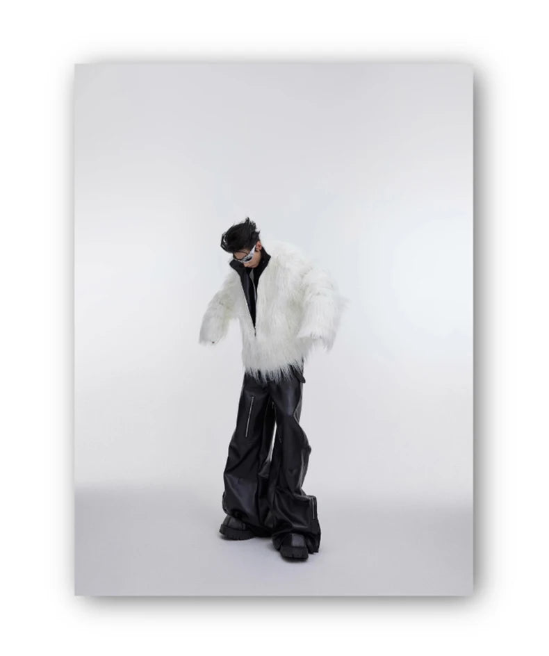 Men's Shaggy Faux Fur Jacket - Festigal