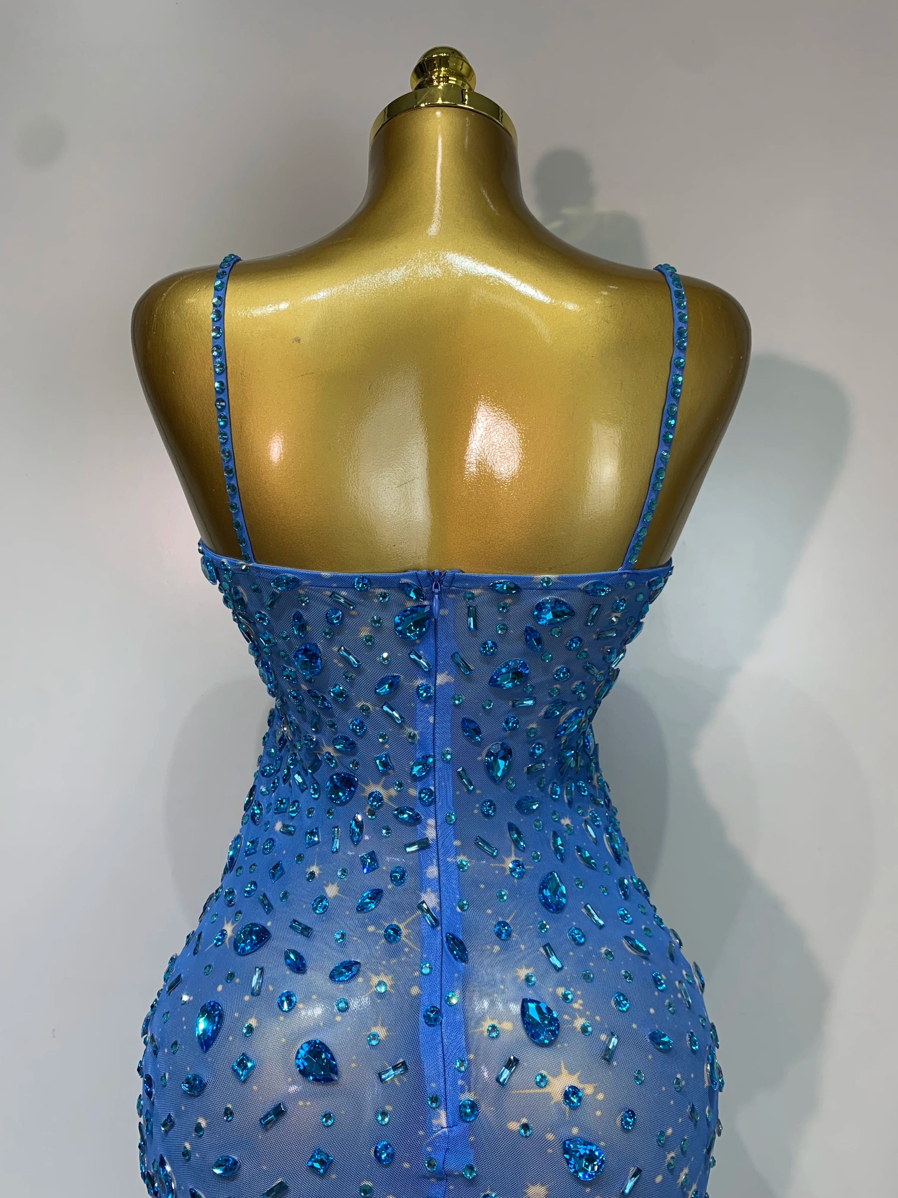 Rhinestone Mesh Maxi Dress