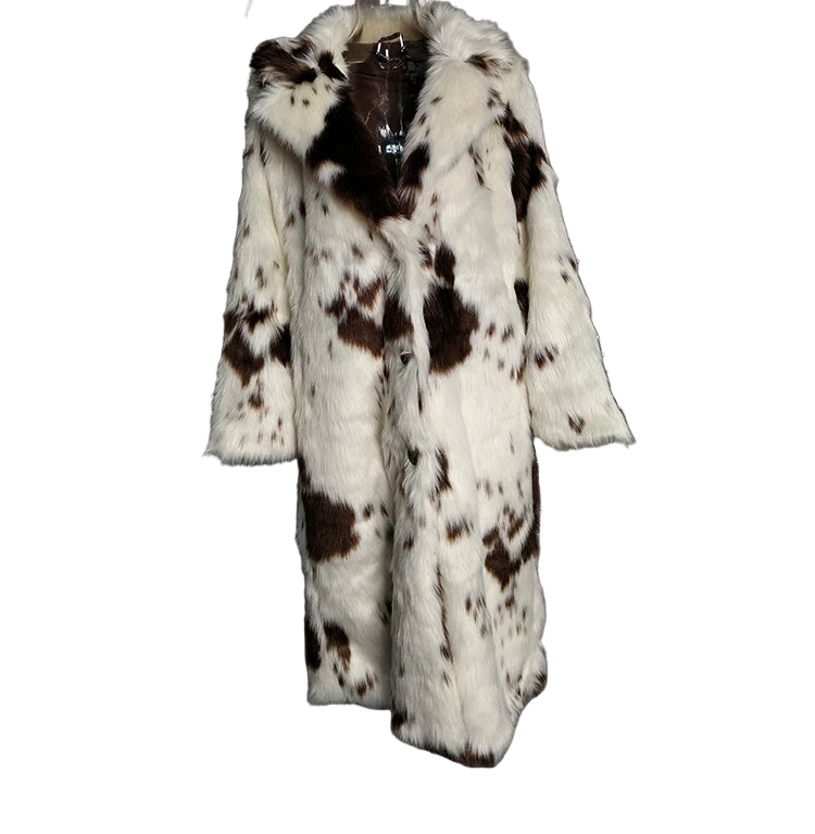 Cow Faux Fur Longline Jacket