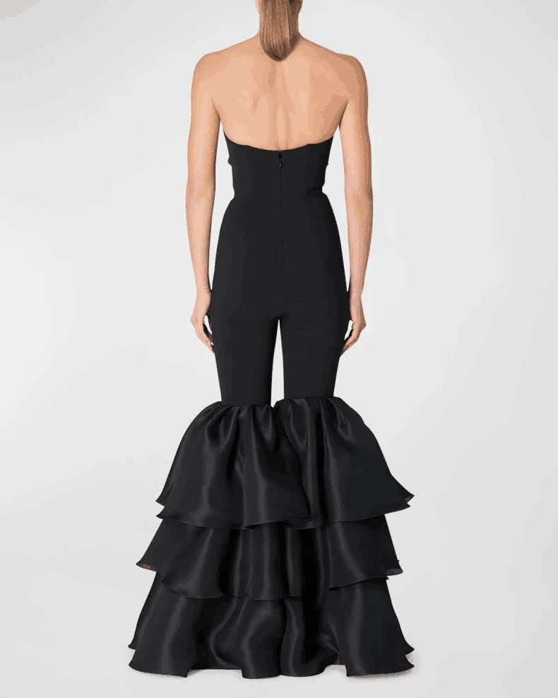 Strapless Ruffle Leg Jumpsuit