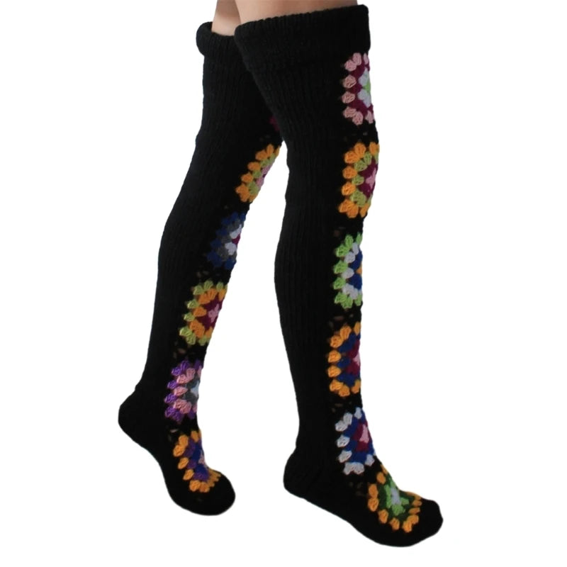 Granny Square Thigh High Socks - Festigal