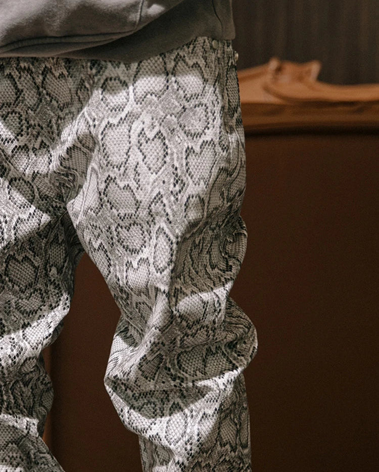 Men's Faux Leather Snake Skin Pants - Festigal