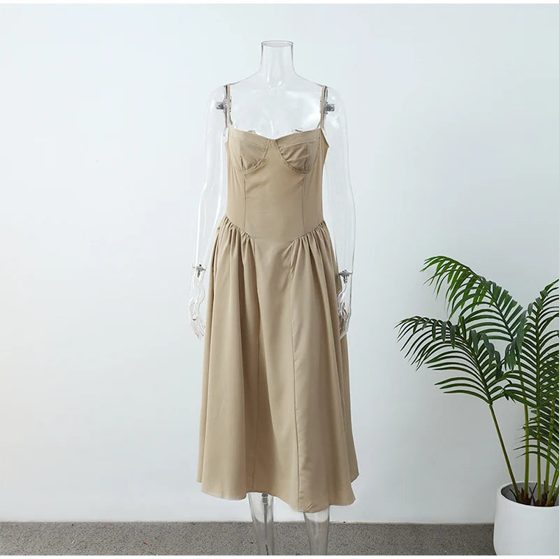 Bustier Pleated Midi Dress - Festigal