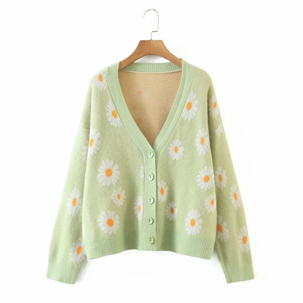 Little Daisy V-Neck Oversize Cardigan - Festigal