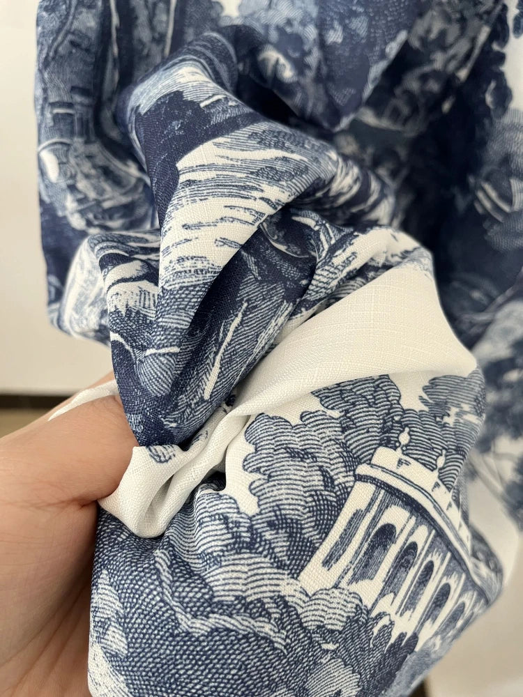 Halter-neck Landscape Midi Dress - Festigal